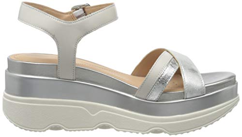 Geox D Gardenia D, Sandalias con Plataforma Mujer, Plateado (Silver/LT Grey C0898), 35 EU