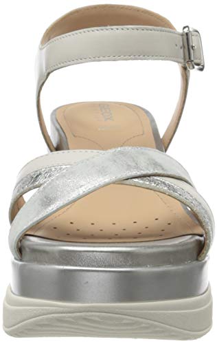 Geox D Gardenia D, Sandalias con Plataforma Mujer, Plateado (Silver/Lt Grey C0898), 38.5 EU
