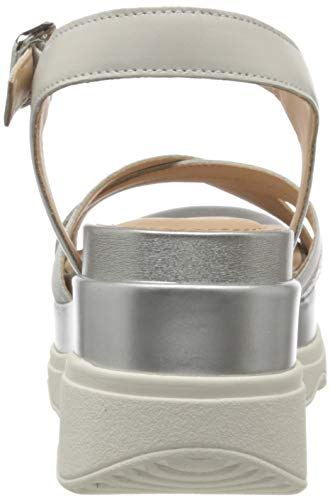 Geox D Gardenia D, Sandalias con Plataforma Mujer, Plateado (Silver/Lt Grey C0898), 38.5 EU