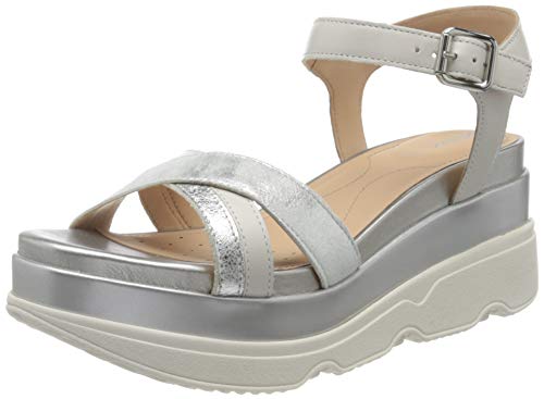 Geox D Gardenia D, Sandalias con Plataforma Mujer, Plateado (Silver/Lt Grey C0898), 38.5 EU