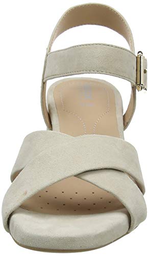 Geox D Genziana Mid B, Sandalias con Punta Abierta para Mujer, Beige (Lt Taupe C6738), 35 EU