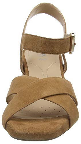 Geox D Genziana Mid B, Sandalias con Punta Abierta para Mujer, Marrón (Cognac C6001), 35 EU