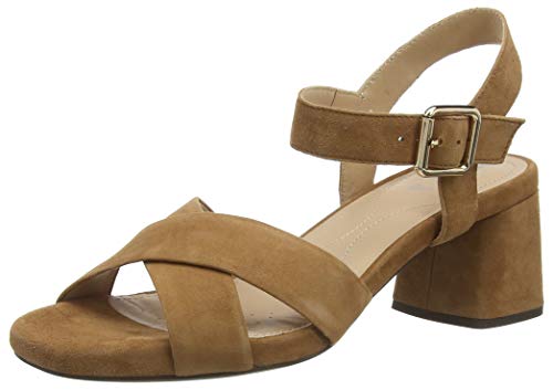 Geox D Genziana Mid B, Sandalias con Punta Abierta para Mujer, Marrón (Cognac C6001), 35 EU