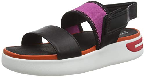 Geox D Ottaya Sandal B, Sandalias de Talón Abierto Mujer, Negro (Black/Orange C0038), 41 EU