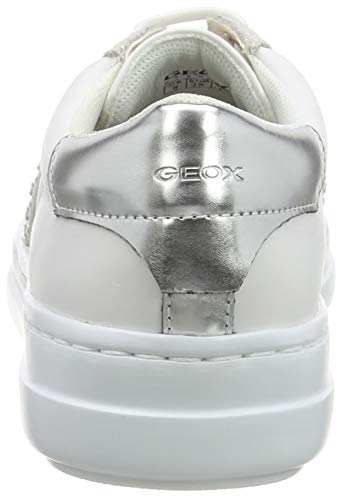 Geox D Pontoise D, Zapatillas Mujer, Blanco (White/Silver C0007), 39 EU