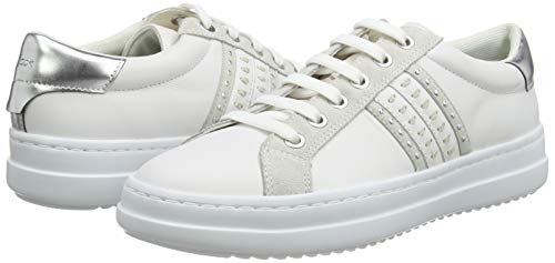 Geox D Pontoise D, Zapatillas Mujer, Blanco (White/Silver C0007), 39 EU