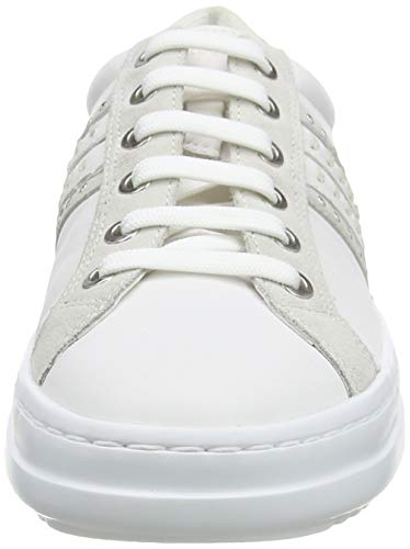 Geox D Pontoise D, Zapatillas Mujer, Blanco (White/Silver C0007), 39 EU