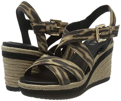 Geox D Ponza A, Sandalias con Plataforma Mujer, Negro (Black/Biscuit C9352), 38 EU