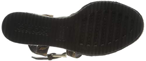 Geox D Ponza A, Sandalias con Plataforma Mujer, Negro (Black/Biscuit C9352), 38 EU