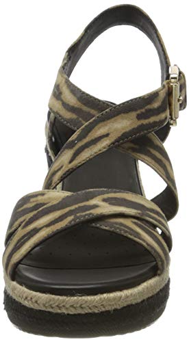 Geox D Ponza A, Sandalias con Plataforma Mujer, Negro (Black/Biscuit C9352), 38 EU