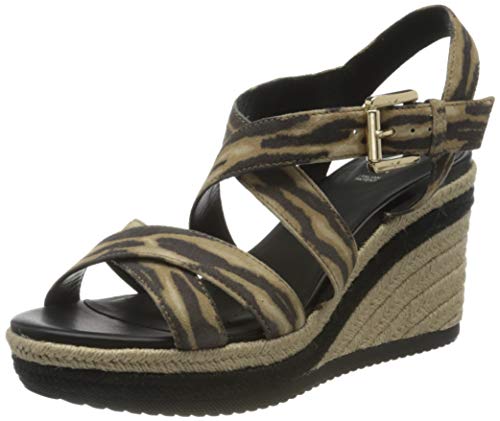 Geox D Ponza A, Sandalias con Plataforma Mujer, Negro (Black/Biscuit C9352), 38 EU