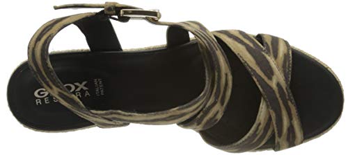 Geox D Ponza A, Sandalias con Plataforma Mujer, Negro (Black/Biscuit C9352), 38 EU