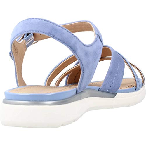 Geox D Sandal Hiver A, Sandalias con Punta Abierta para Mujer, Azul (LT Blue/Silver C0009), 37 EU