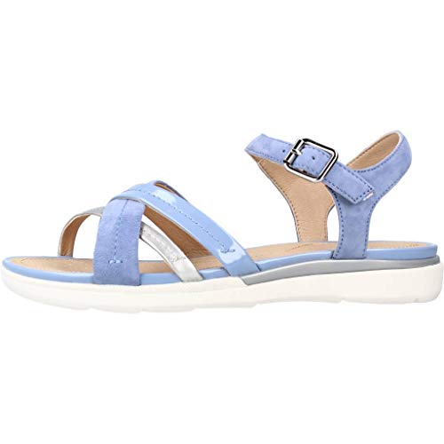Geox D Sandal Hiver A, Sandalias con Punta Abierta para Mujer, Azul (LT Blue/Silver C0009), 37 EU
