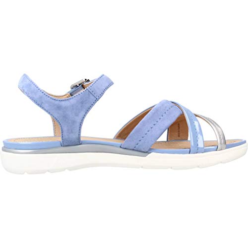 Geox D Sandal Hiver A, Sandalias con Punta Abierta para Mujer, Azul (Lt Blue/Silver C0009), 38 EU