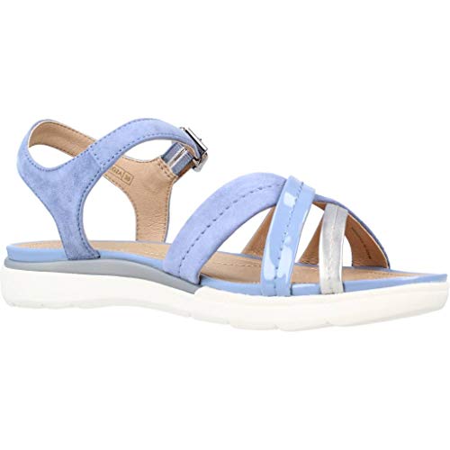 Geox D Sandal Hiver A, Sandalias con Punta Abierta para Mujer, Azul (Lt Blue/Silver C0009), 38 EU