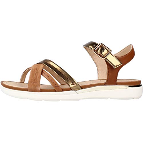 Geox D Sandal Hiver A, Sandalias con Punta Abierta para Mujer, Dorado (DK Gold/Cognac C2E6N), 42 EU