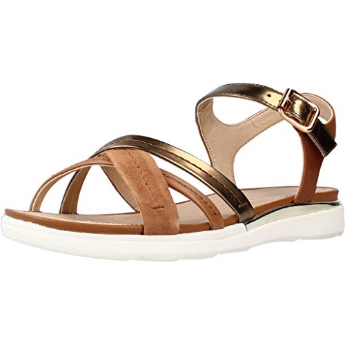 Geox D Sandal Hiver A, Sandalias con Punta Abierta para Mujer, Dorado (DK Gold/Cognac C2E6N), 42 EU