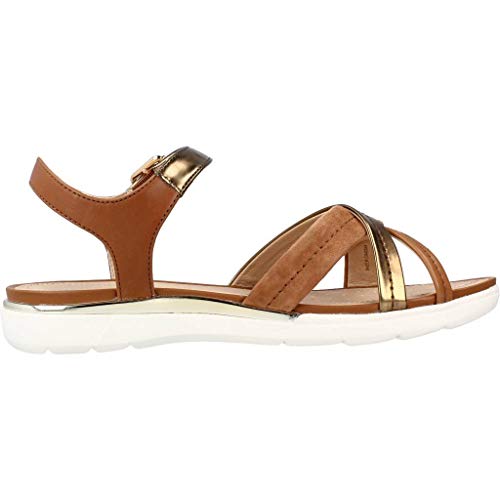 Geox D Sandal Hiver A, Sandalias con Punta Abierta para Mujer, Dorado (DK Gold/Cognac C2E6N), 42 EU