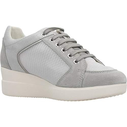 Geox D Stardust B, Zapatillas Mujer, Gris (Lt Grey/Silver C1355), 38 EU