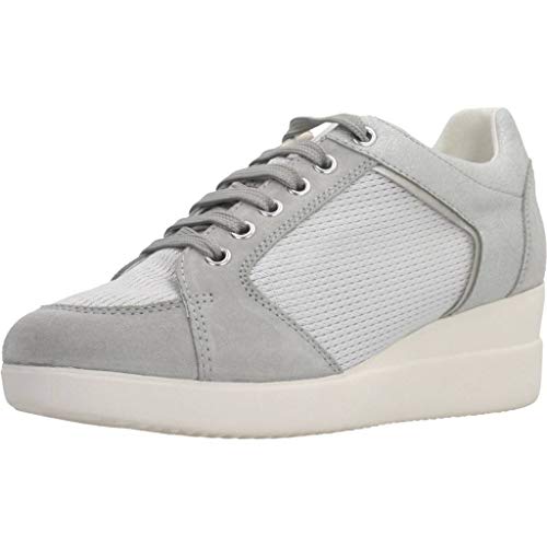 Geox D Stardust B, Zapatillas Mujer, Gris (Lt Grey/Silver C1355), 38 EU