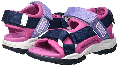 Geox J Borealis Girl A, Sandalias Deportivas, Azul Marino, Fucsia, 27 EU