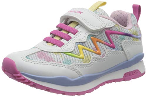 Geox J Pavel Girl A, Zapatillas, White Multicolor, 27 EU