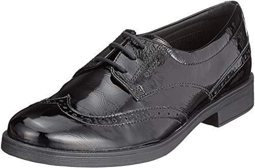 Geox JR Agata D, Zapatos de Cordones Brogue Mujer, Negro, 38 EU