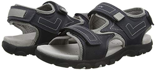 Geox Jr Sandal Strada A, Sandalias con Punta Abierta para Niños, Azul (Navy/Grey C0661), 35 EU