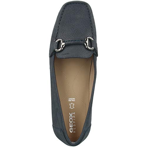 Geox Mujer Mocasines EUXO, señora Zapatillas,Pantuflas,Zapatos Bajos,Zapatos universitarios,Zapatos de Negocios,Removable Insole,Blau,38 EU / 5 UK