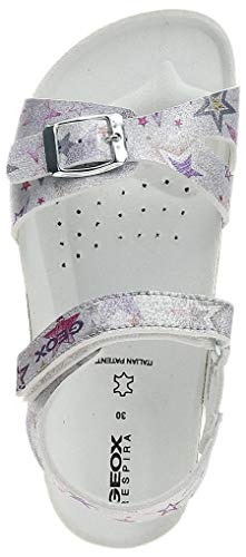 Geox Niñas Sandalias de Vestir J Adriel Girl, Chica Sandalia con Tiras, Sandalias con Correa,Zapatos de Verano,cómodo,Silver,30 EU / 11.5 UK Child