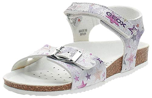 Geox Niñas Sandalias de Vestir J Adriel Girl, Chica Sandalia con Tiras, Sandalias con Correa,Zapatos de Verano,cómodo,Silver,30 EU / 11.5 UK Child