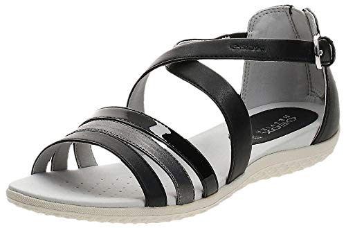 Geox Sandalias de mujer D Sandal Vega, sandalias gladiador Negro Size: 38 EU