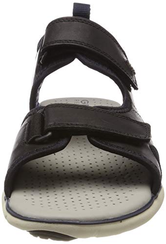 Geox U Nebula L B, Sandalias con Punta Abierta Hombre, Black/Dk Royal C0242, 44