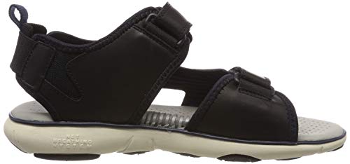 Geox U Nebula L B, Sandalias con Punta Abierta Hombre, Black/Dk Royal C0242, 44