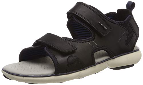 Geox U Nebula L B, Sandalias con Punta Abierta Hombre, Black/Dk Royal C0242, 44