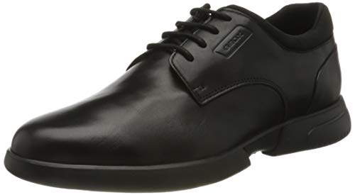 Geox U PRJ 26 A, Oxford Flat Hombre, Negro, 43 EU