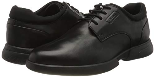 Geox U PRJ 26 A, Oxford Flat Hombre, Negro, 43 EU
