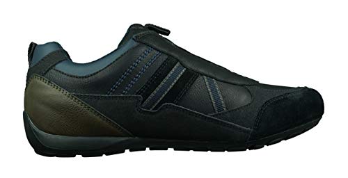 Geox U Ravex B Hombre Zapatillas de Piel Zapatos Casuales Ligeros y transpirables-Black-43