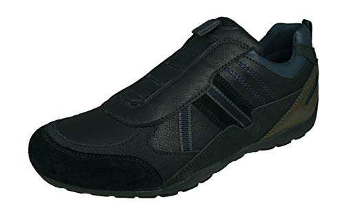 Geox U Ravex B Hombre Zapatillas de Piel Zapatos Casuales Ligeros y transpirables-Black-43