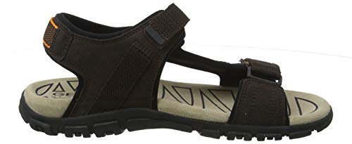 Geox UOMO Sandal Strada B, Sandalias con Punta Abierta Hombre, Marrón (Coffee/Orange C0607), 46 EU
