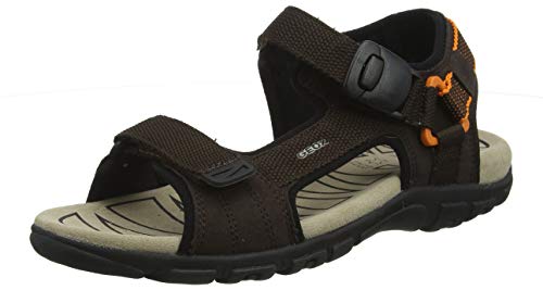 Geox UOMO Sandal Strada B, Sandalias con Punta Abierta Hombre, Marrón (Coffee/Orange C0607), 46 EU