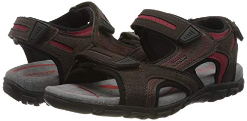 Geox UOMO Sandal Strada D, Sandalias con Punta Abierta Hombre, Marrón (Dk Brown C6006), 44 EU
