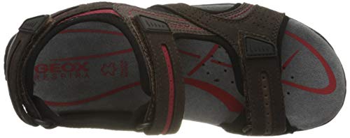 Geox UOMO Sandal Strada D, Sandalias con Punta Abierta Hombre, Marrón (Dk Brown C6006), 44 EU