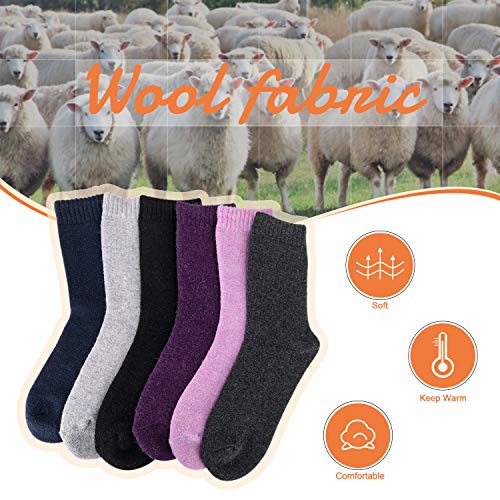 Gifort Calcetines de Lana, 6 Pares Calcetines Termicos Mujer de Invierno Cálido y Suave Gruesa de Punto Calcetines Premium Calidad y EU 35~42