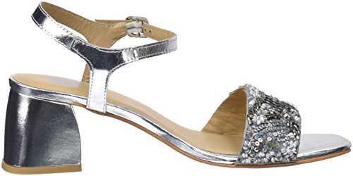 Gioseppo 45283, Zapatos de tacón con Punta Abierta para Mujer, Plateado (Plata), 37 EU