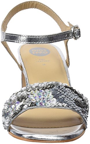 Gioseppo 45283, Zapatos de tacón con Punta Abierta para Mujer, Plateado (Plata), 37 EU