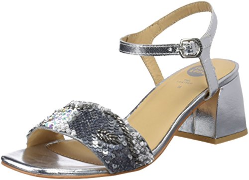 Gioseppo 45283, Zapatos de tacón con Punta Abierta para Mujer, Plateado (Plata), 37 EU