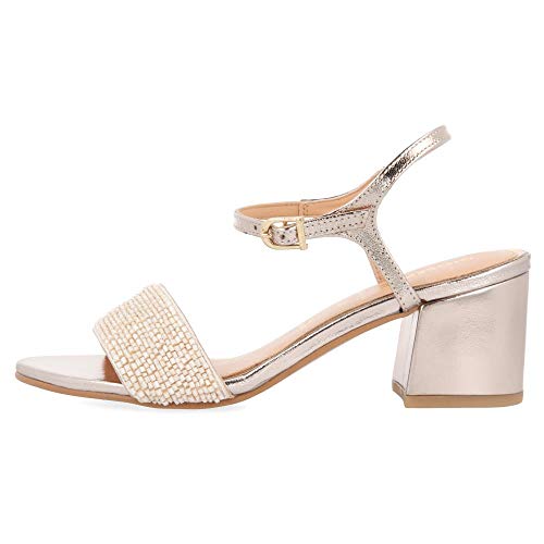 Gioseppo 48778, Sandalias con Punta Abierta para Mujer, Dorado (Oro 000), 36 EU