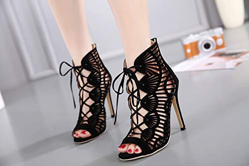 Gladiador Moda Tacones Altos Tacones Altos para Las Mujeres Sexy Sandalias de tacón de Las Mujeres Correa del Tobillo Tacones Altos 8 CM Punta Abierta del Dedo del pie Medio